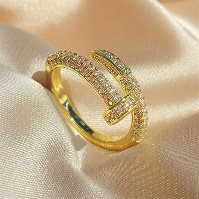 Adjustable Zirconia Ring in Gold and Silver