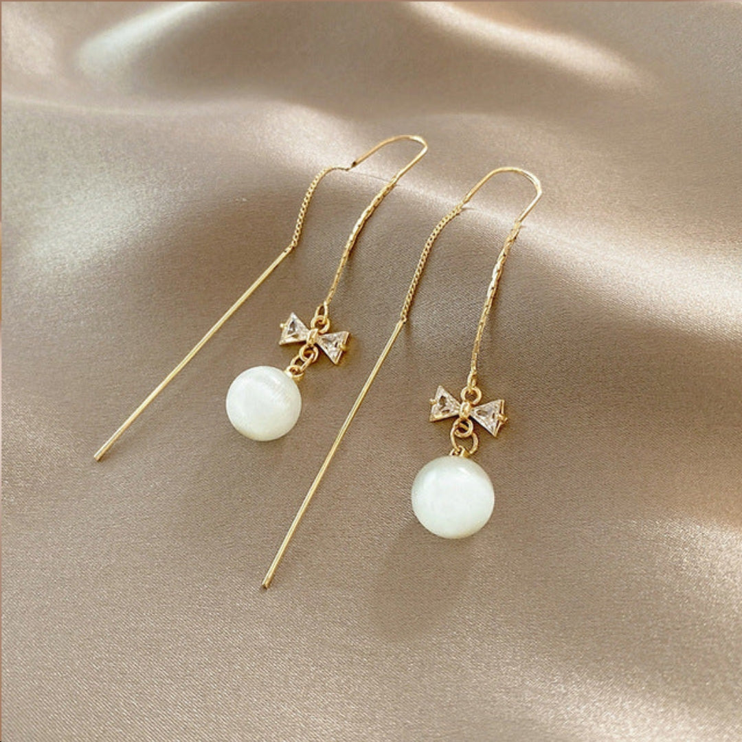 Elegant Tie Pearl Earrings