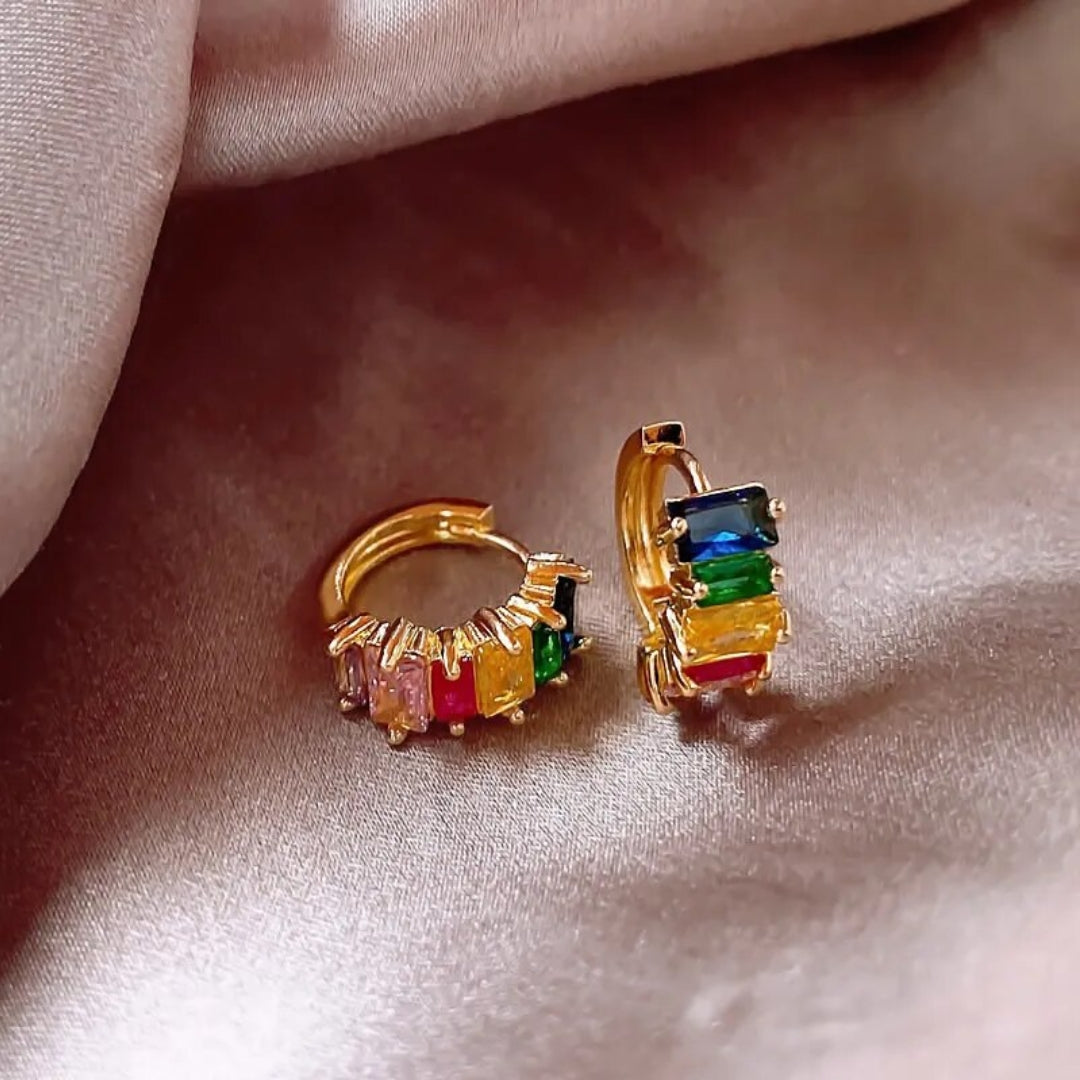 Colorful Zirconia Hoop Earrings