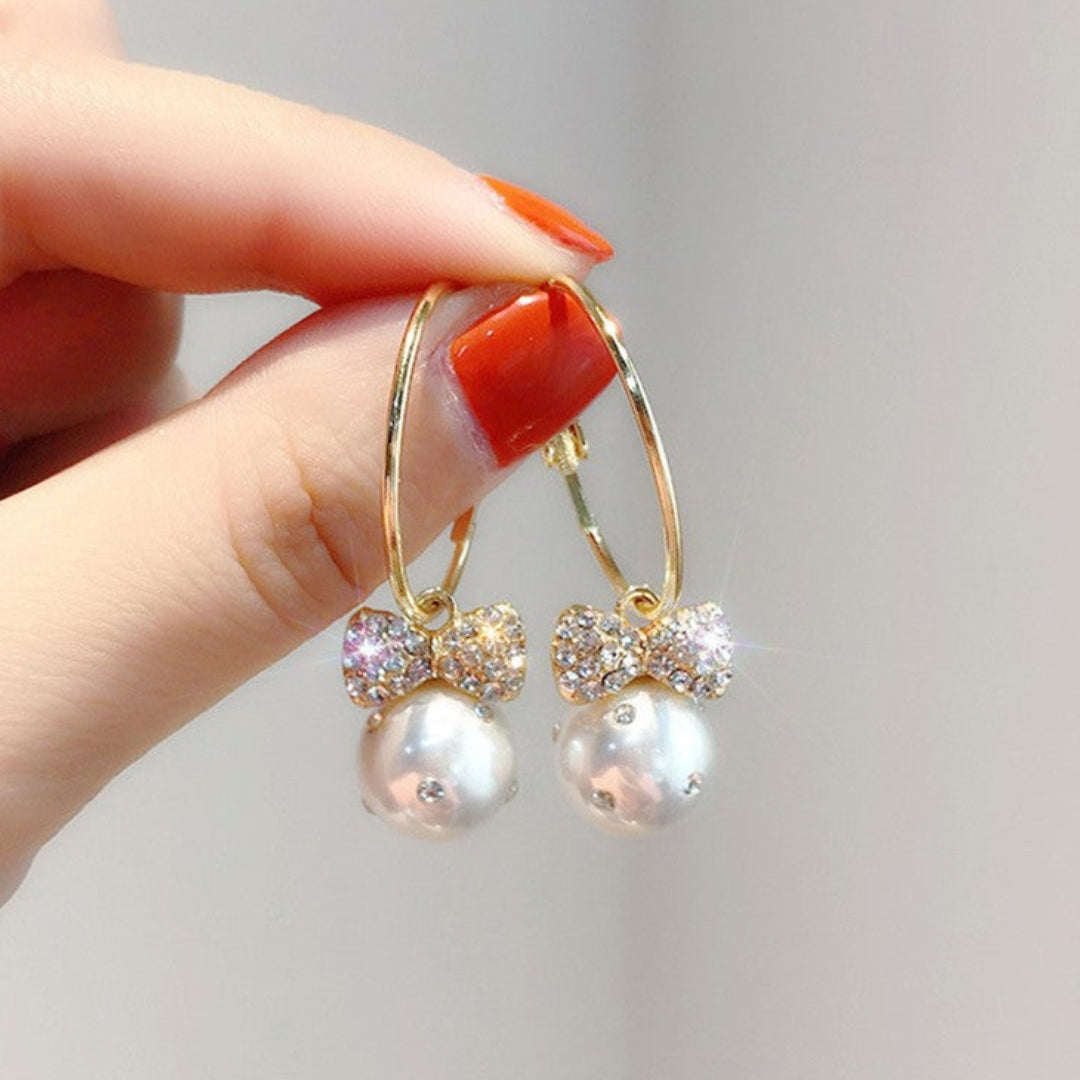 Elegant Bright Bow Pearl Earrings