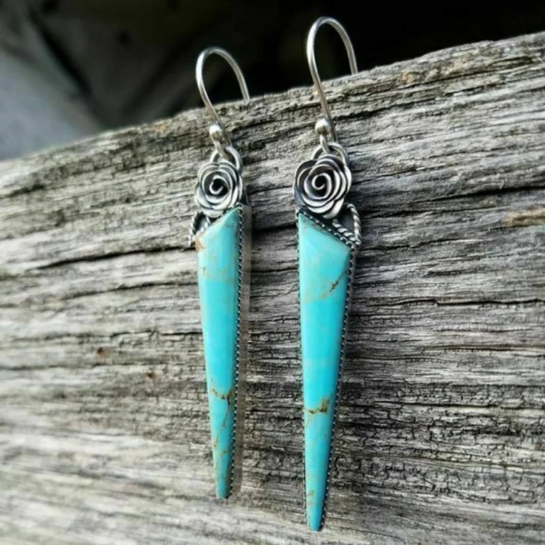 Vintage Dangling Turquoise Stone Earrings