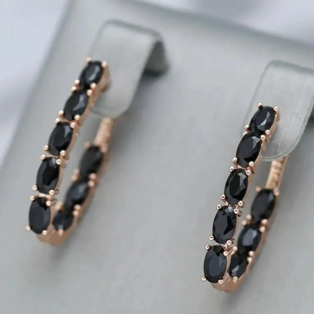 Elegant Black Zirconia Earrings