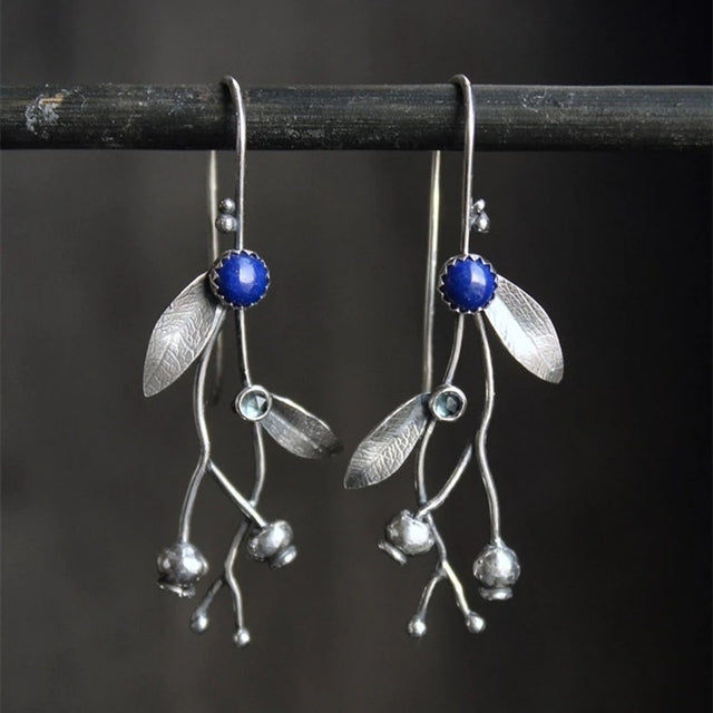 Vintage Blue Stone Silver Earrings