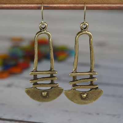 Half Circle Geometric Staircase Earrings