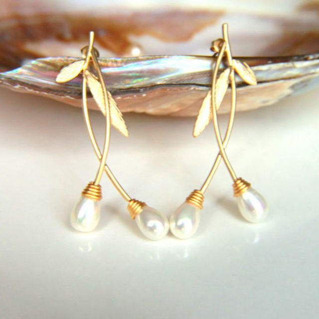 Vintage Golden Pearl Earrings