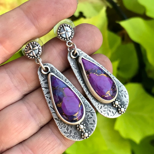 Vintage Purple Stone Earrings