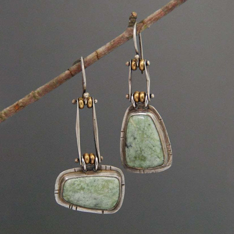 Vintage Greenish Silver Earrings