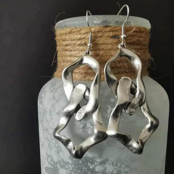 Vintage Irregular Silver Earrings