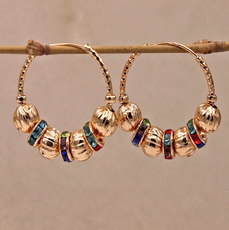 Vintage Multicolor Crystal Golden Earrings