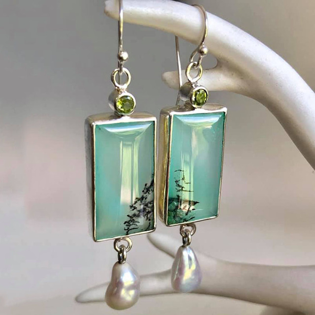 Vintage Dangling Zirconia and Pearl Earrings