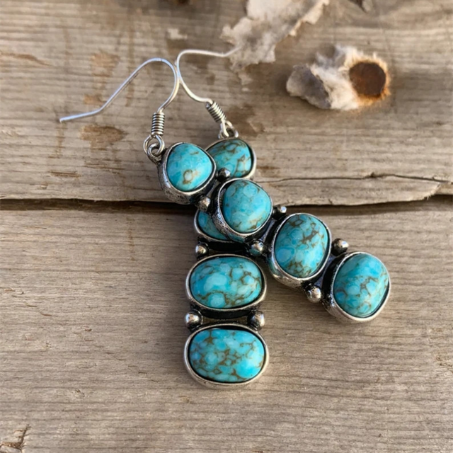 Vintage Blue Stone Dangling Earrings