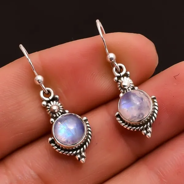 Vintage Shiny Moonstone Earrings