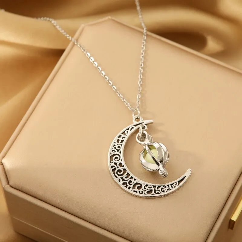 Vintage Luminous Moon Necklace