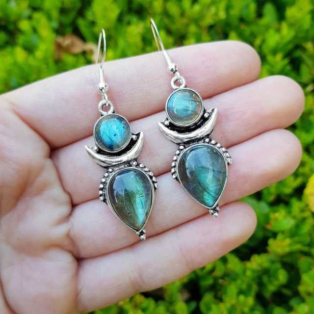 Vintage Blue Stone Silver Earrings