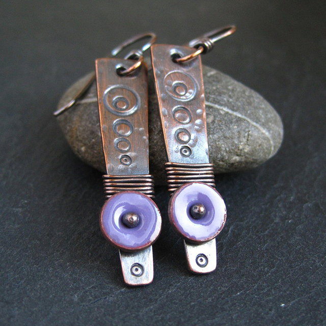 Vintage Purple Bronze Earrings