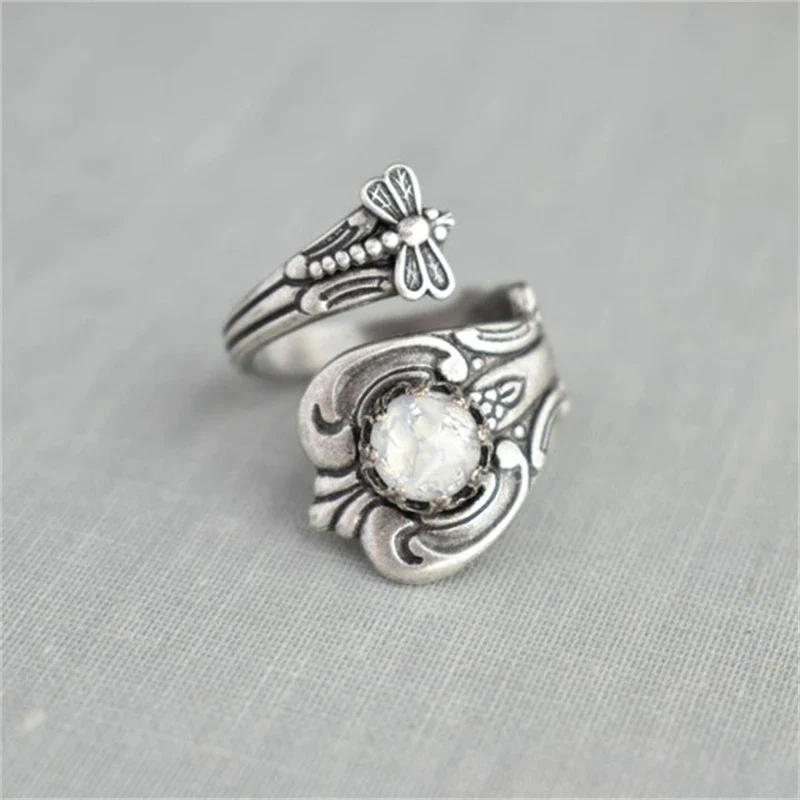 Adjustable White Crystal Ring