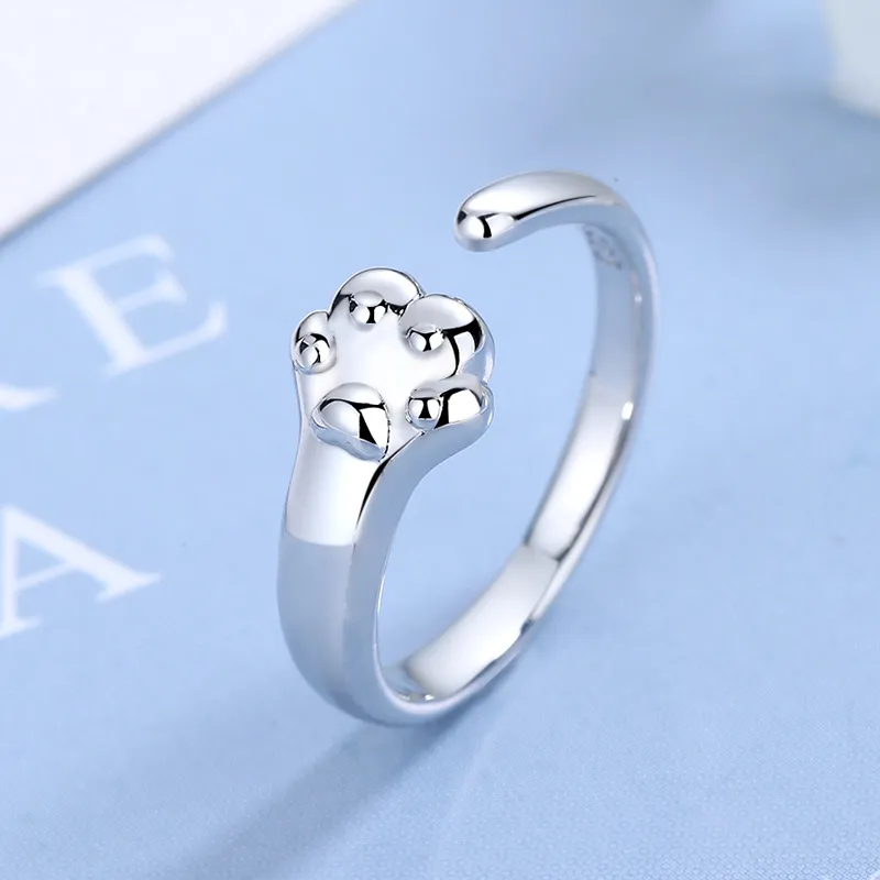 Cute Paw Silver Ring