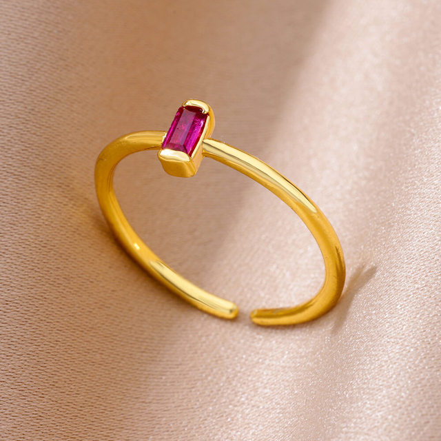 Golden Red Crystal Ring