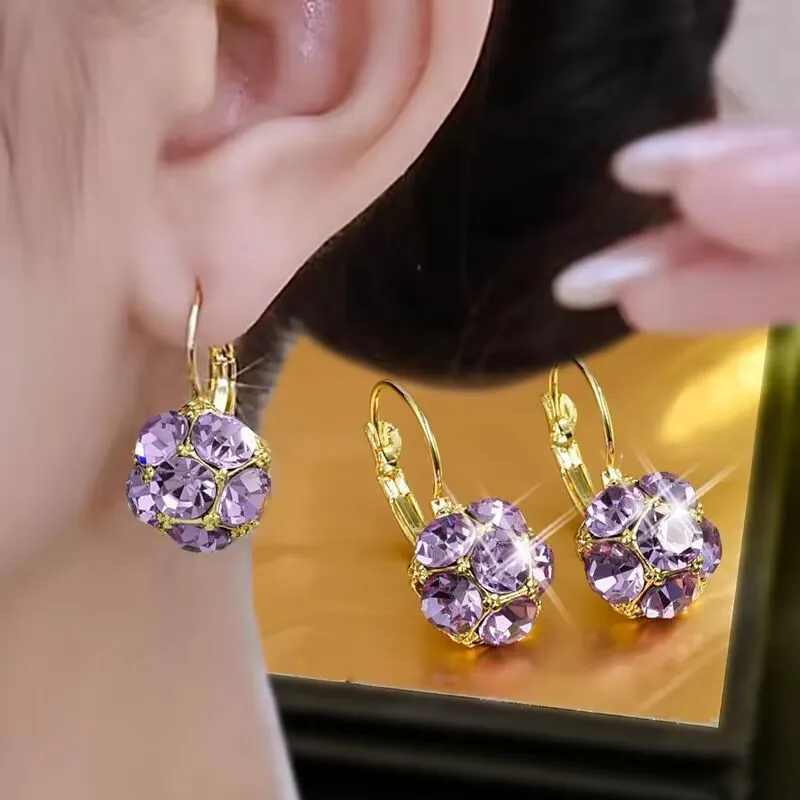 Elegant Purple Zirconia Earrings