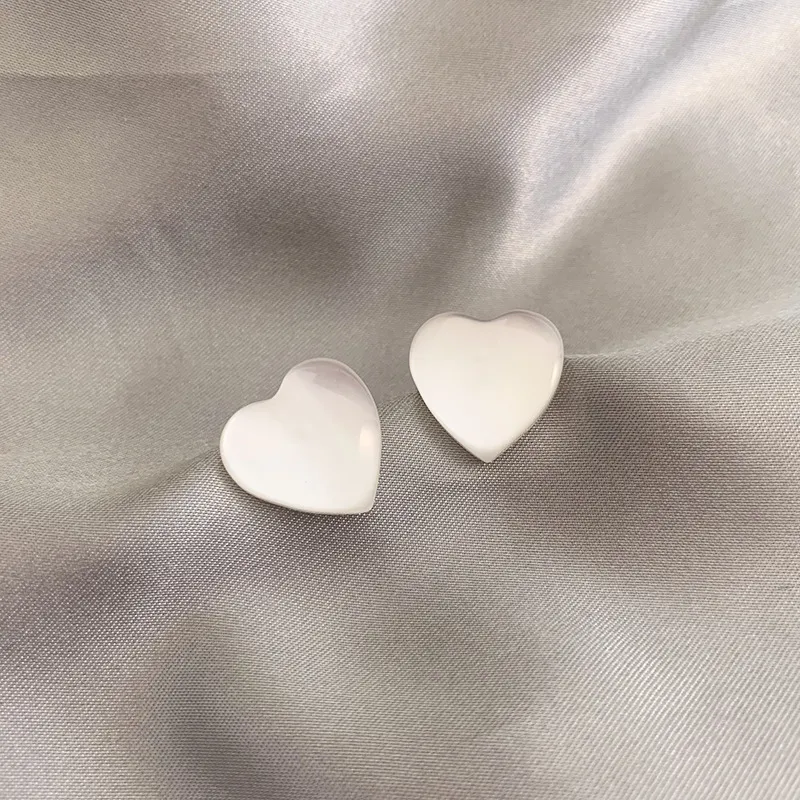 Elegant White Heart Earrings