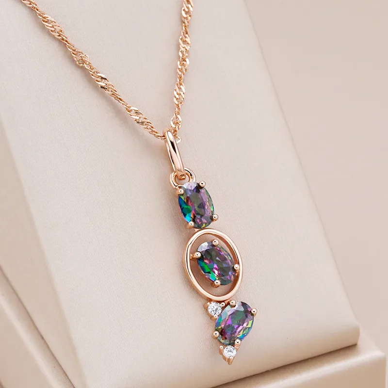 Elegant Colorful Triple Crystal Necklace