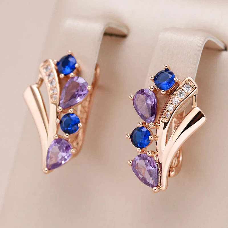 Elegant Purple Blue Crystal Earrings