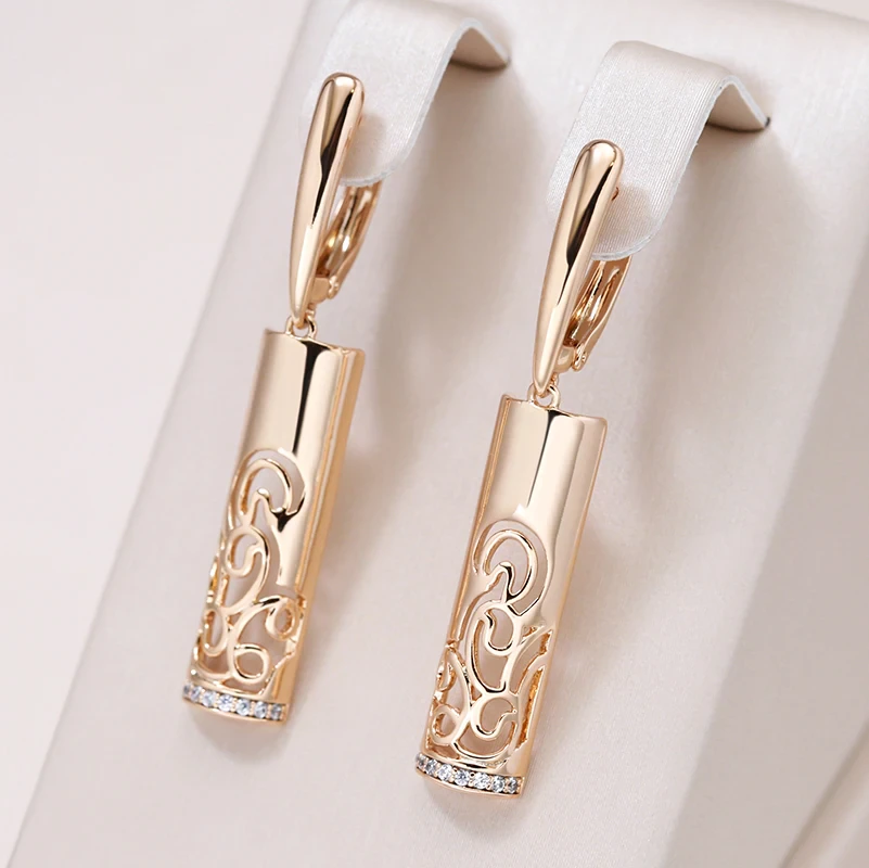 Elegant Golden Rectangular Earrings