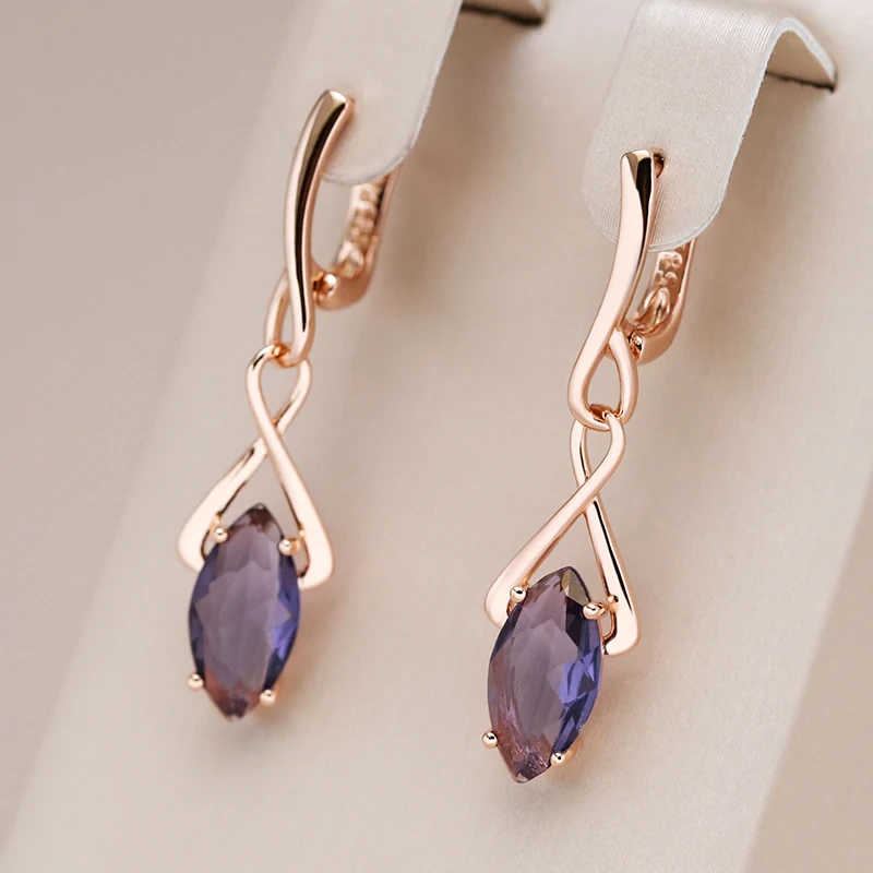 Elegant Purple Zirconia Dangling Earrings