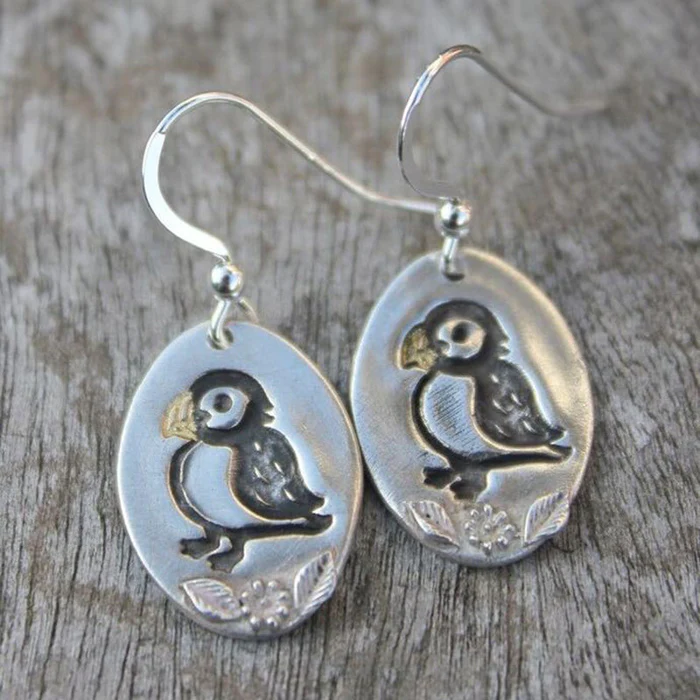 Vintage Parrot Silver Earrings