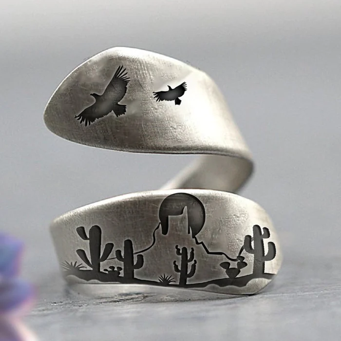 Adjustable Nature Silver Ring