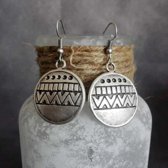 Vintage Etnic Rounded Silver Earrings