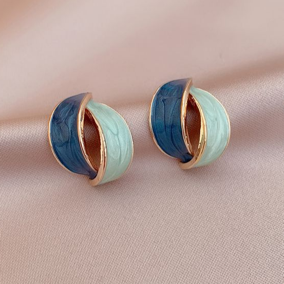 Elegant Blue Painted Earrings