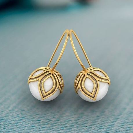 Elegant Pearl Flower Golden Earrings