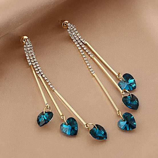 Elegant Blue Zirconia Rain Earrings