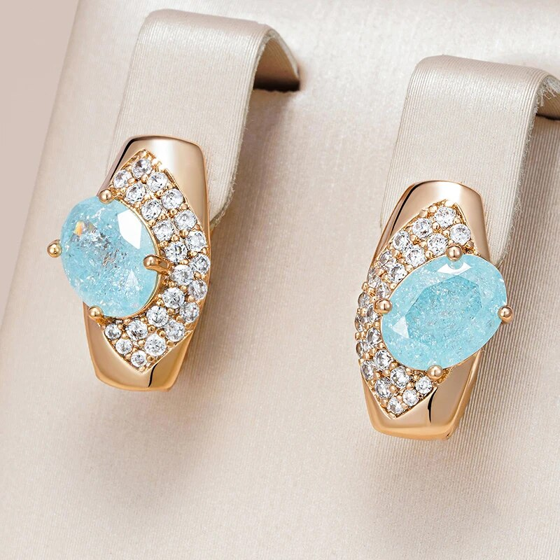 Elegant Blue Opal Bright Earrings