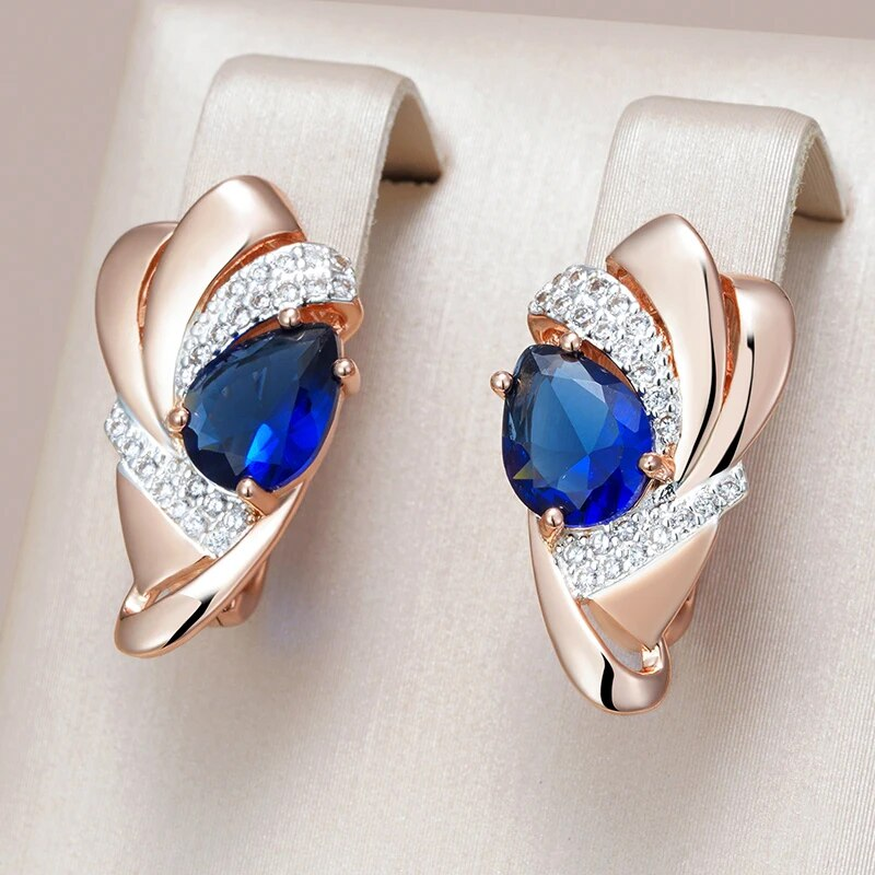 Elegant Blue Crystal Bright Earrings