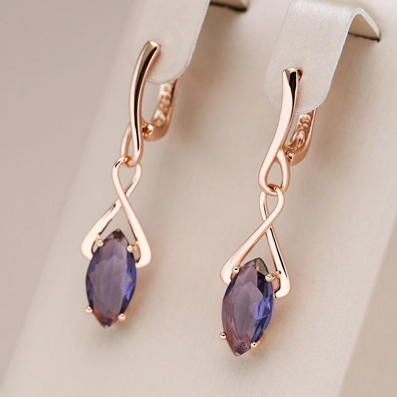 Elegant Purple Crystal Dangling Earrings