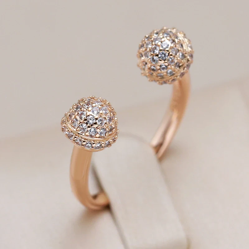 Elegant Double Bright Sphere Open Ring