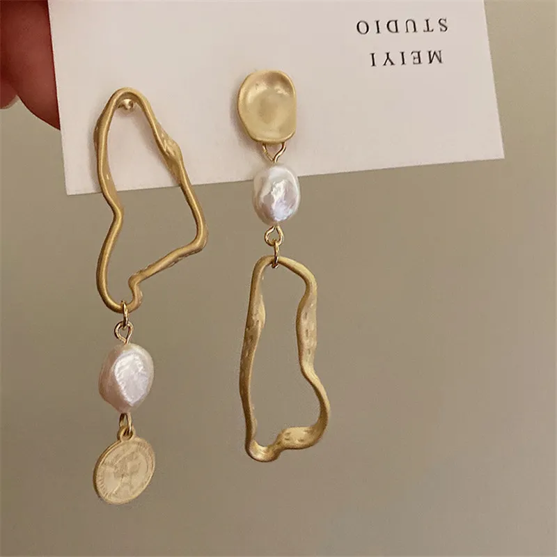 Golden Hollow Irregular Earrings