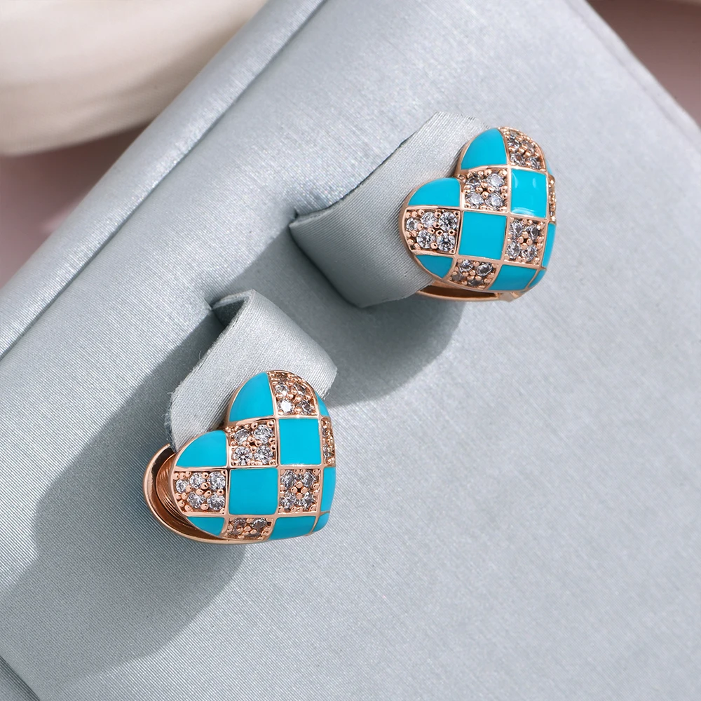 Elegant Bright Blue Heart Earrings