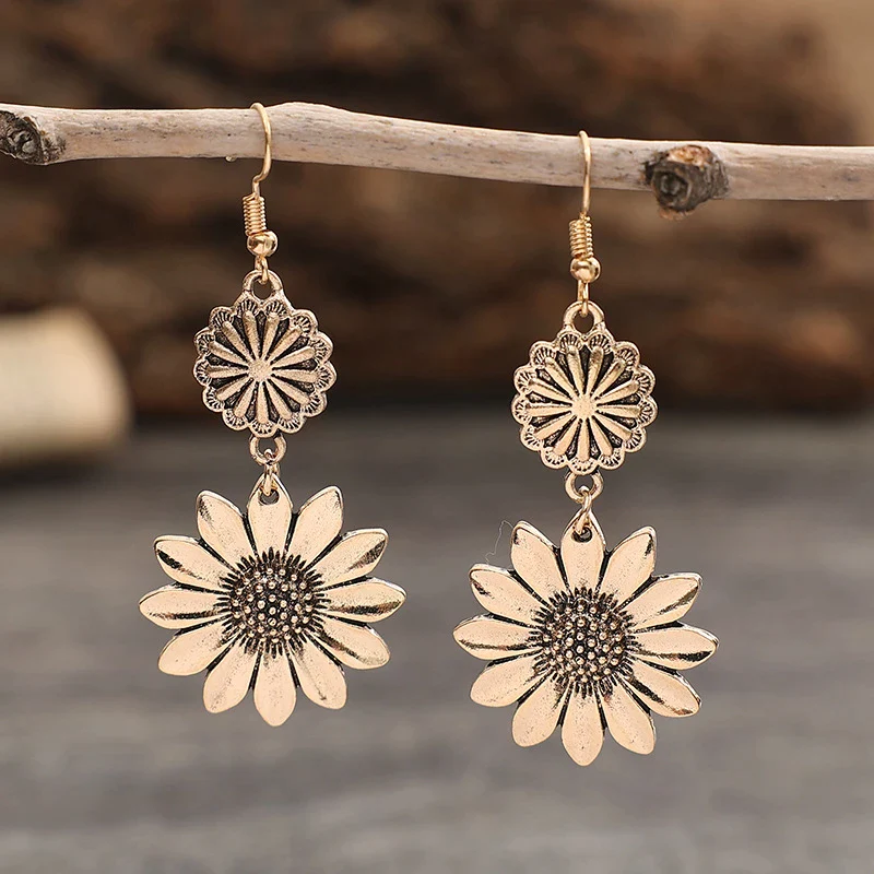 Vintage Golden Sunflower Earrings