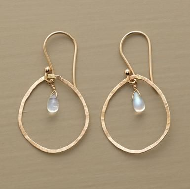 Vintage Golden White Crystal Drop Earrings