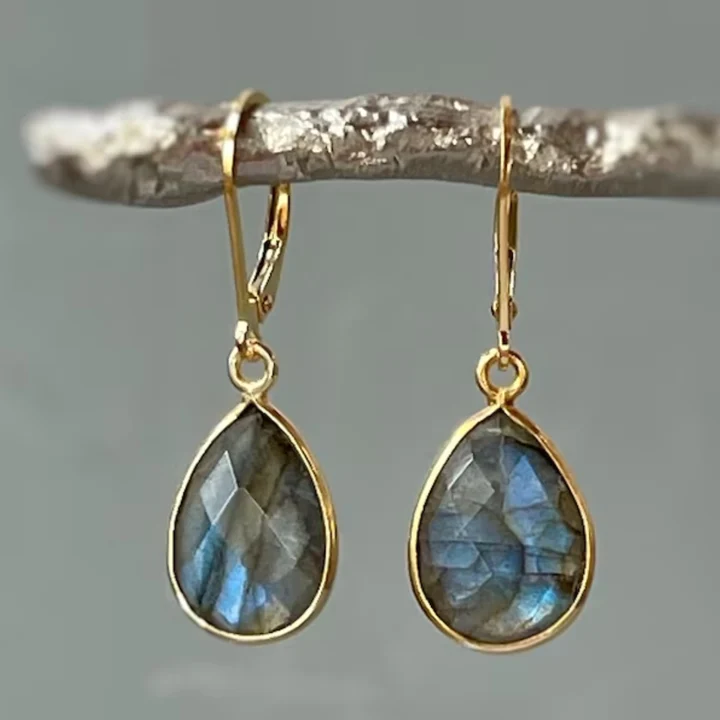 Vintage Gold & Blue Crystal Earrings