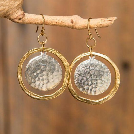 Vintage Rounded Gold & Silver Earrings