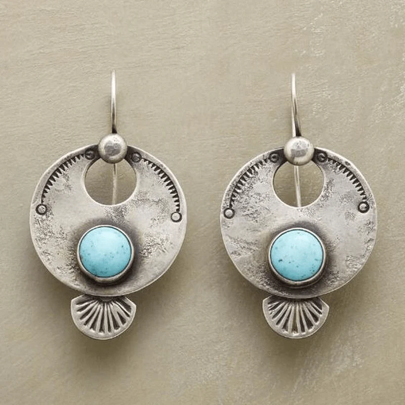 Vintage Turquoise Stone Rounded Earrings