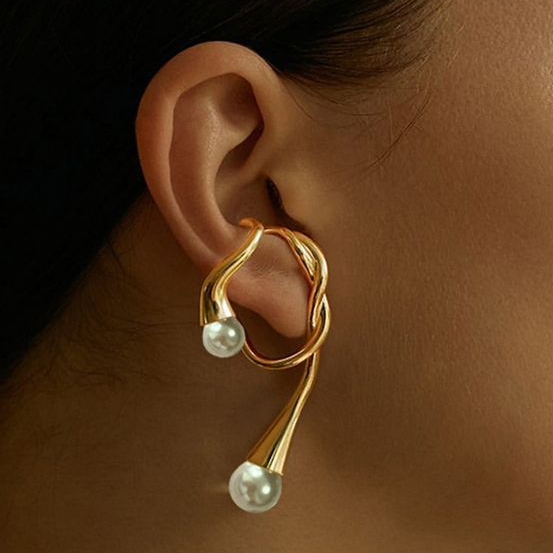 Vintage Golden Irregular White Crystal Earrings