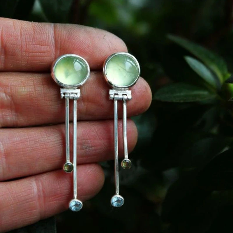 Vintage Green Moonstone Earrings