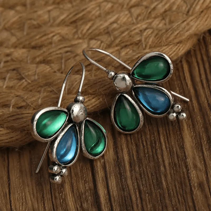 Vintage Blue & Green Stones Earrings