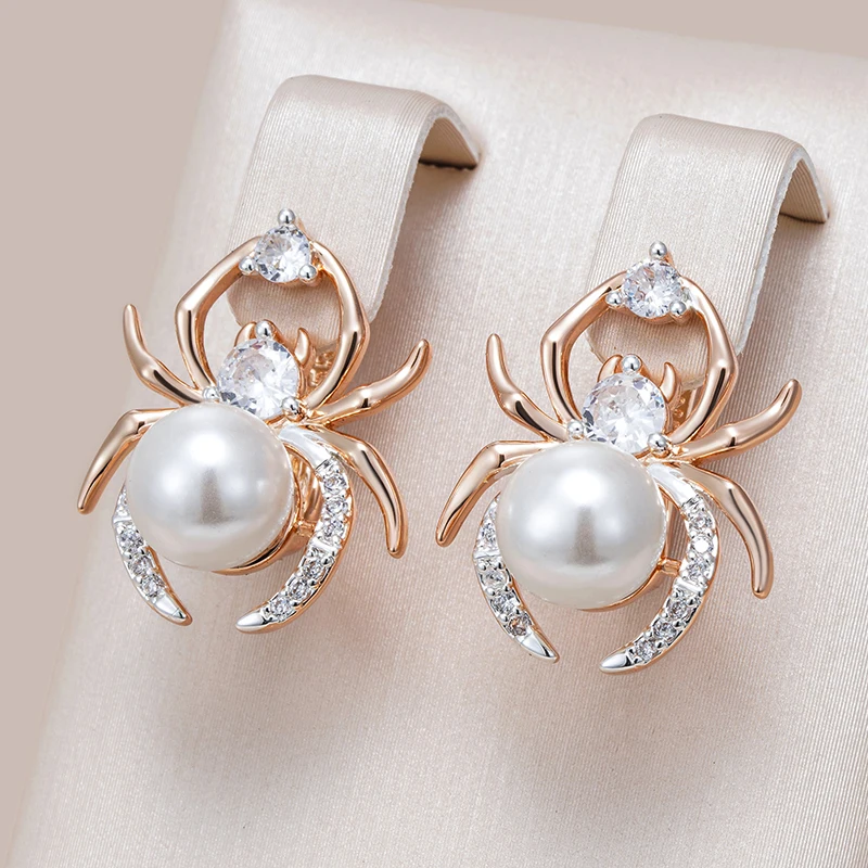 Elegant Spider Pearl Earrings