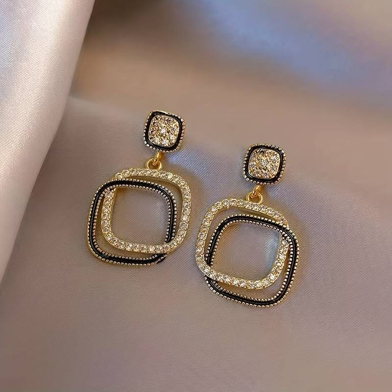 Elegant Bright Square Zirconia Earrings
